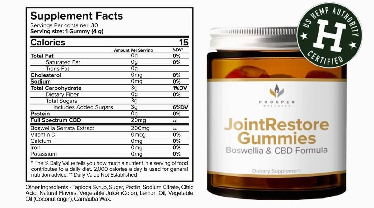Joint Restore Gummies joint pain supplement Facts